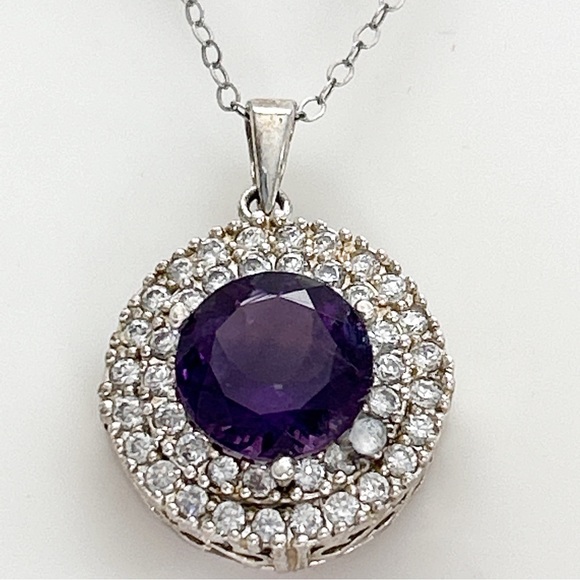 Sparkling Amethyst Filigree Sterling Silver Necklace - Picture 5 of 15